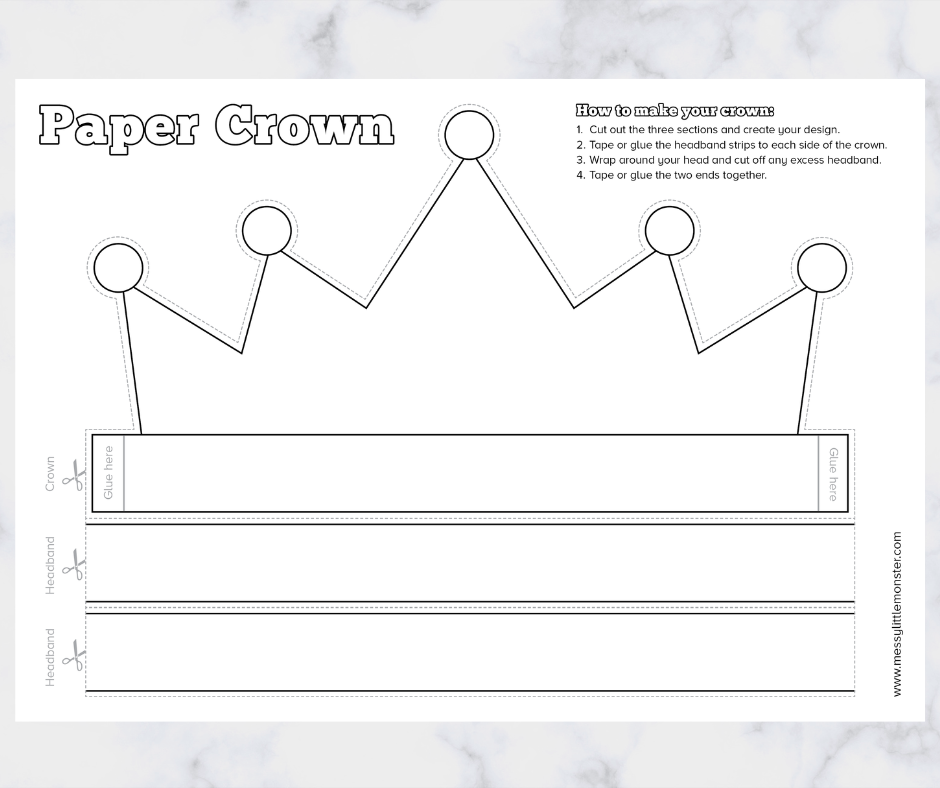 Printable Crown Template - Make Your Own Paper Crown Craft Fit For A King  or Queen! - Messy Little Monster